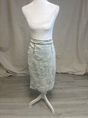 80s 90s Acid Wash Denim Pencil Skirt‎ Sz S Retro Vintage Indie Grunge